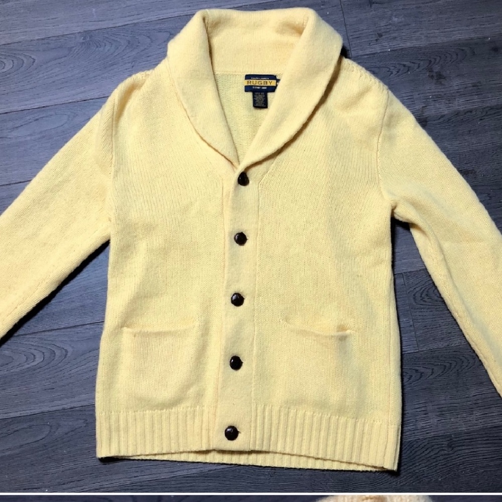Yellow ralph Lauren cardigan with elbow patches